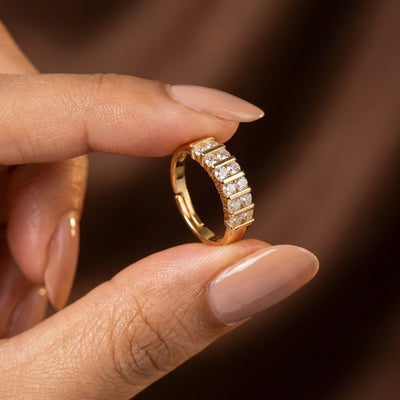Celeste Five-Stone Gold Ring for Women | Adjustable Crystal Ring | Ziyast