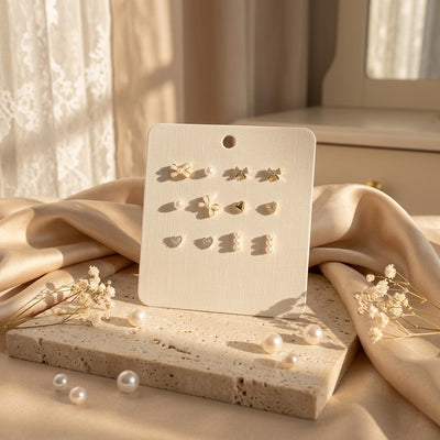 Celeste Stud Earrings Set  6 Pair Gold & Pearl Earrings | Ziyast