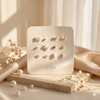 Celeste Stud Earrings Set  6 Pair Gold & Pearl Earrings | Ziyast