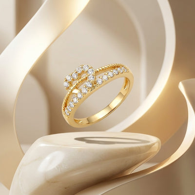 Elegant Gold Knot Crystal Ring for Women | Ziyast