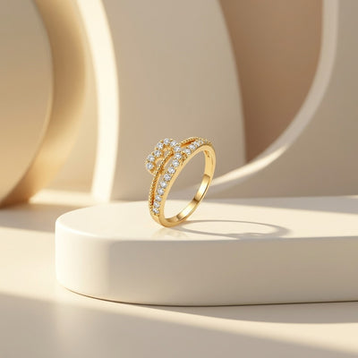 Elegant Gold Knot Crystal Ring for Women | Ziyast